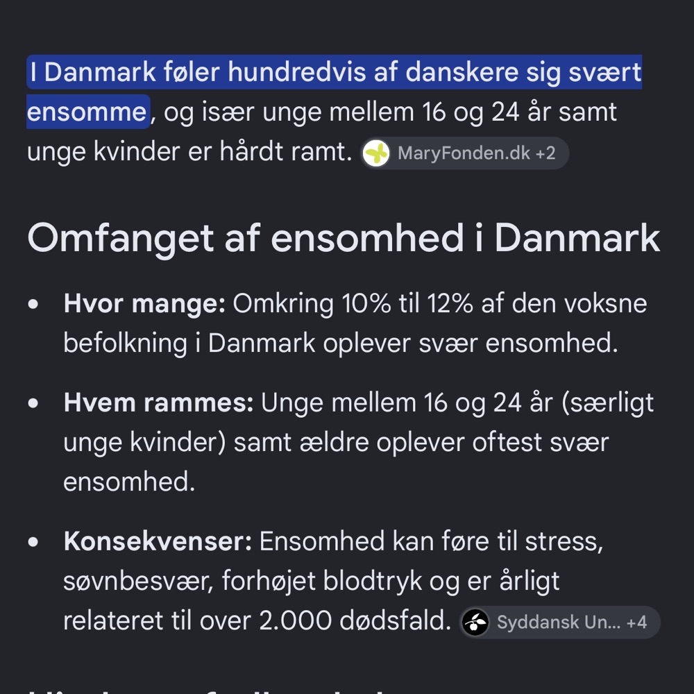 Ensomhed og svære, tunge tanker